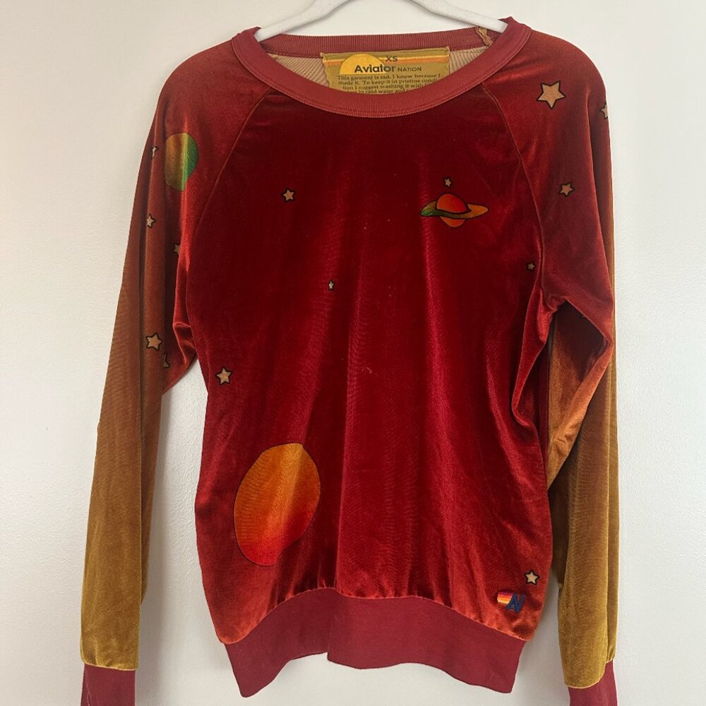 RARE Aviator Nation celestial galaxy star crewneck